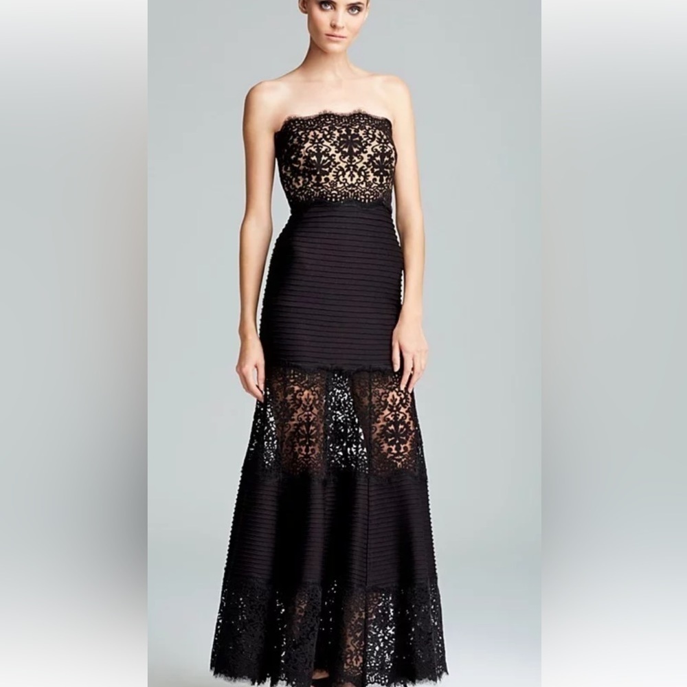 Tadashi Shoji Black Lace Strapless Dress
